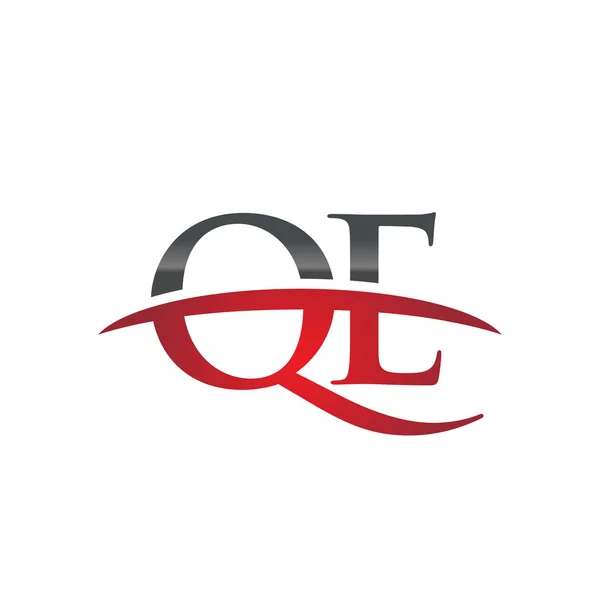 Eredeti levél vörös Qe swoosh logó swoosh logó — Stock Vector
