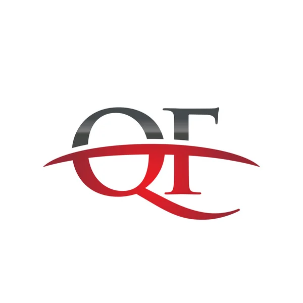 Initial letter QF red swoosh logo swoosh logo — Stock Vector