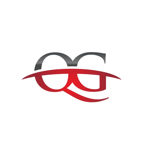 İlk harf Qg red swoosh logo logo swoosh — Stok Vektör