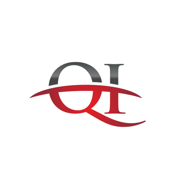 Initial letter QI red swoosh logo swoosh logo — Stock Vector