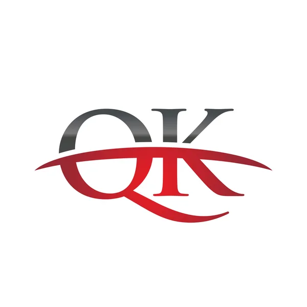 Anfangsbuchstabe qk rot swoosh logo swoosh logo — Stockvektor