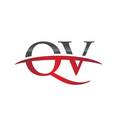 İlk harf Qv red swoosh logo logo swoosh