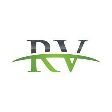 İlk harf Rv yeşil swoosh logo logo swoosh