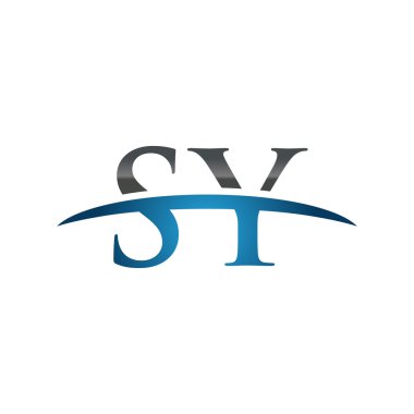 İlk harf Sy mavi swoosh logo logo swoosh 
