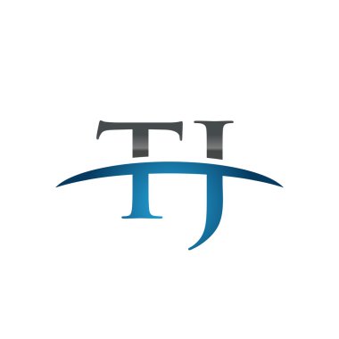 İlk harf Tj mavi swoosh logo logo swoosh 