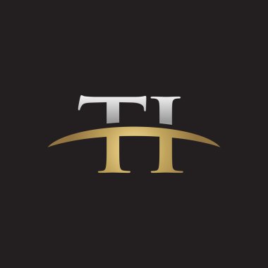 İlk harf Gümüş altın swoosh Ti logo logo siyah arka plan swoosh