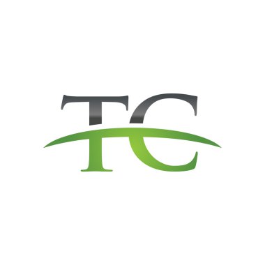 Initial letter TC green swoosh logo swoosh logo clipart
