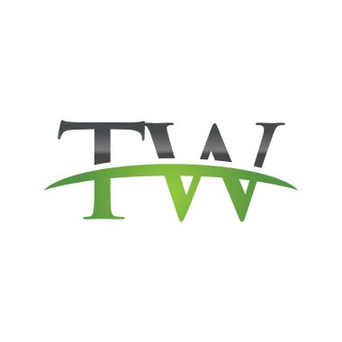 İlk harf Tw yeşil swoosh logo logo swoosh