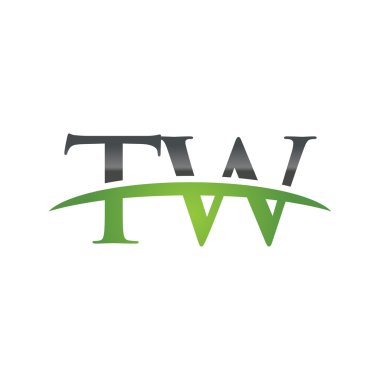 Initial letter TW green swoosh logo swoosh logo clipart