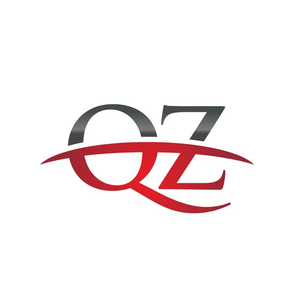 Eredeti levél Qz piros swoosh logó swoosh logó — Stock Vector
