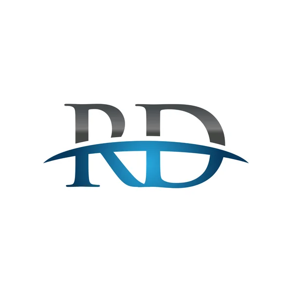 Letra inicial RD azul swoosh logo swoosh logo — Vector de stock