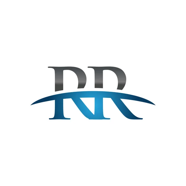 Initial letter RR blue swoosh logo swoosh logo — Stock Vector