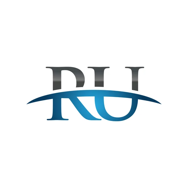 Початкова літера RU синій флеш логотип флеш логотип — стоковий вектор