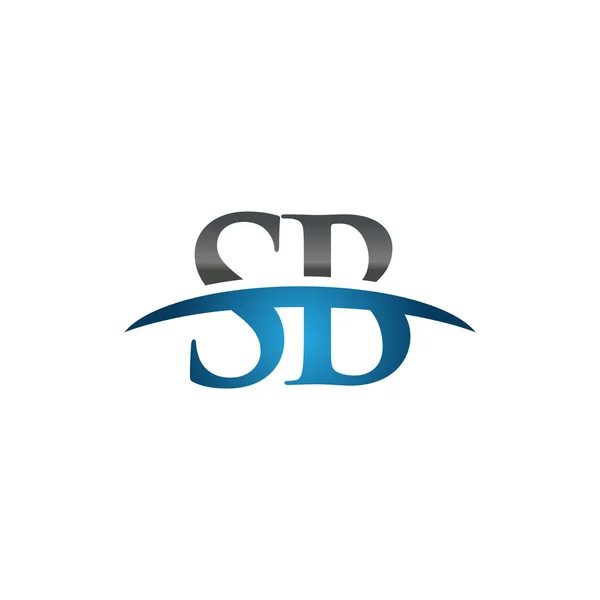 Initial letter SB blue swoosh logo swoosh logo — Stock Vector