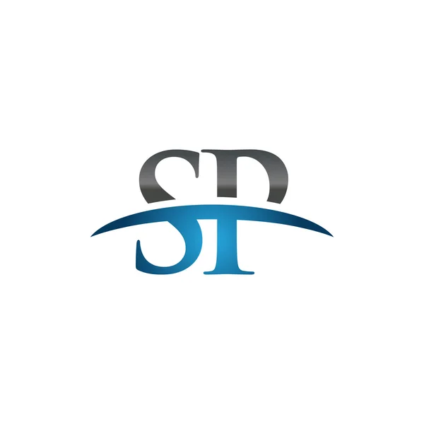 Initial letter SP blue swoosh logo swoosh logo — Stock Vector