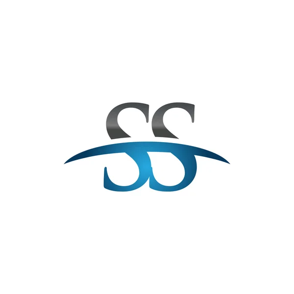 Lettera iniziale SS logo swoosh blu logo swoosh — Vettoriale Stock