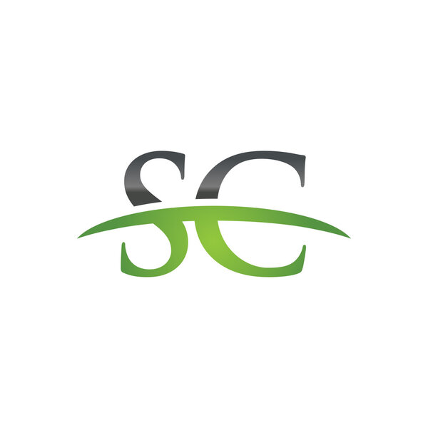 Initial letter SC green swoosh logo swoosh logo