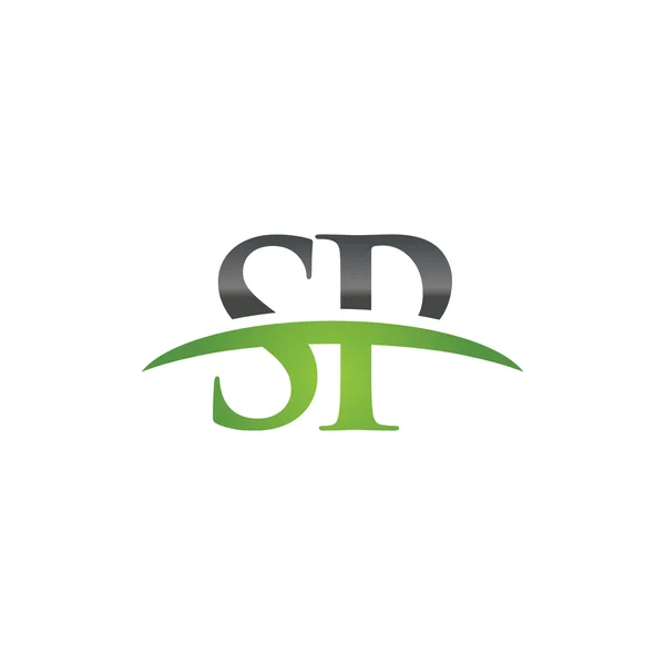 İlk harf Sp yeşil swoosh logo logo swoosh — Stok Vektör