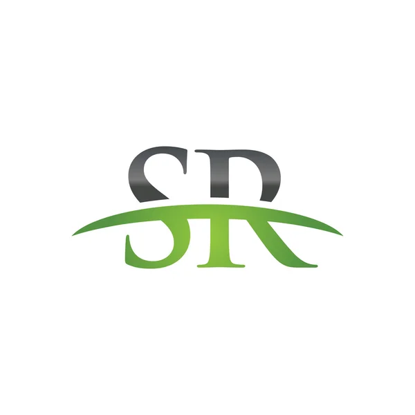 Första bokstaven Sr grön swoosh logo swoosh logo — Stock vektor
