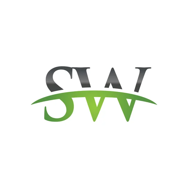 Letra inicial SW verde swoosh logo swoosh logo — Archivo Imágenes Vectoriales