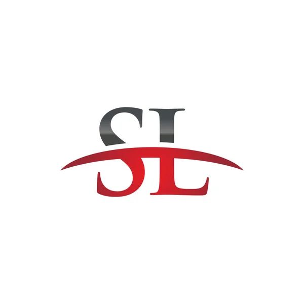 Letra inicial SL logo swoosh rojo logotipo swoosh — Vector de stock