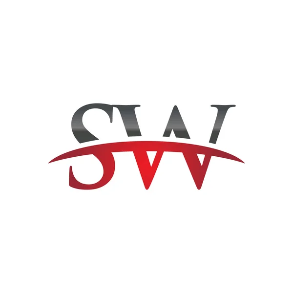 Letra inicial SW rojo swoosh logo swoosh logo — Vector de stock