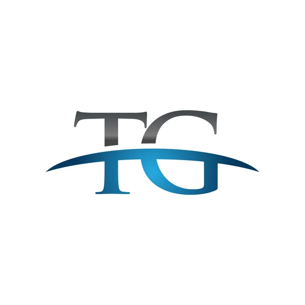 İlk harf Tg mavi swoosh logo logo swoosh — Stok Vektör