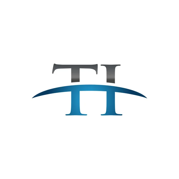 İlk harf Ti mavi swoosh logo logo swoosh — Stok Vektör