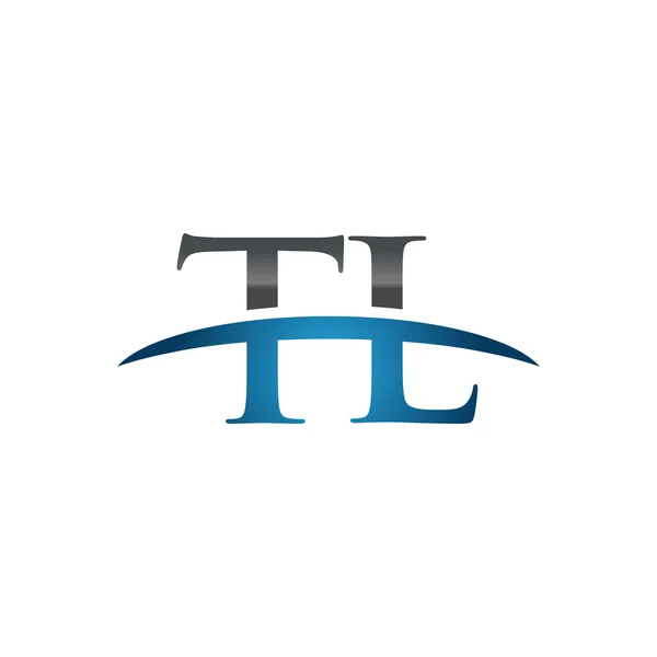 Initial letter TL blue swoosh logo swoosh logo — Stock Vector