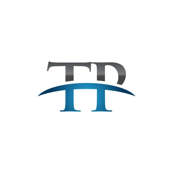 Počáteční písmeno Tp blue swoosh logo swoosh logo — Stockový vektor