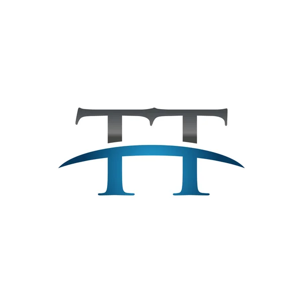 Počáteční písmeno Tt modrá swoosh logo swoosh logo — Stockový vektor