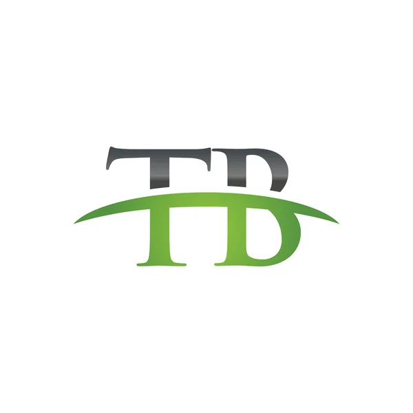 Carta inicial TB logotipo swoosh verde logotipo swoosh — Vetor de Stock