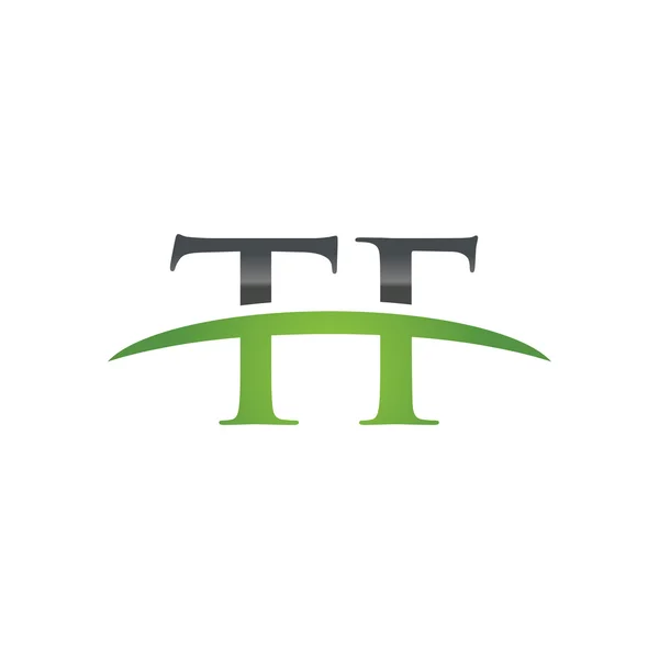 Αρχικό γράμμα πράσινο Tf swoosh λογότυπο swoosh λογότυπο — Διανυσματικό Αρχείο