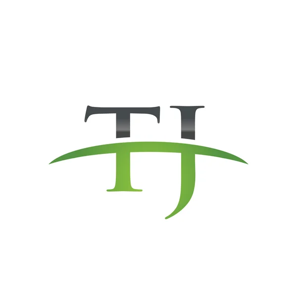 İlk harf Tj yeşil swoosh logo logo swoosh — Stok Vektör