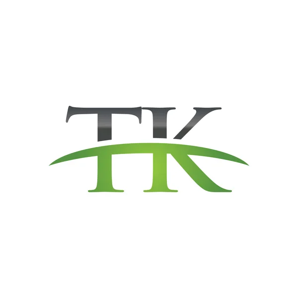 Eredeti levél zöld Tk swoosh logó swoosh logó — Stock Vector
