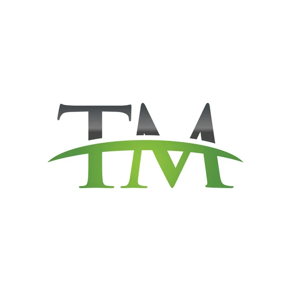 Initial letter TM green swoosh logo swoosh logo — Stock Vector