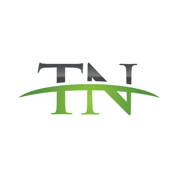 Počáteční písmeno Tn zelené swoosh logo swoosh logo — Stockový vektor