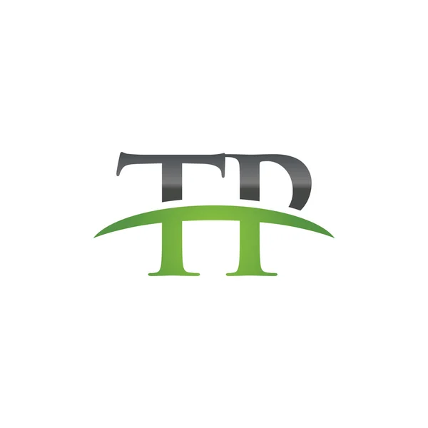 Eredeti levél zöld Tp swoosh logó swoosh logó — Stock Vector
