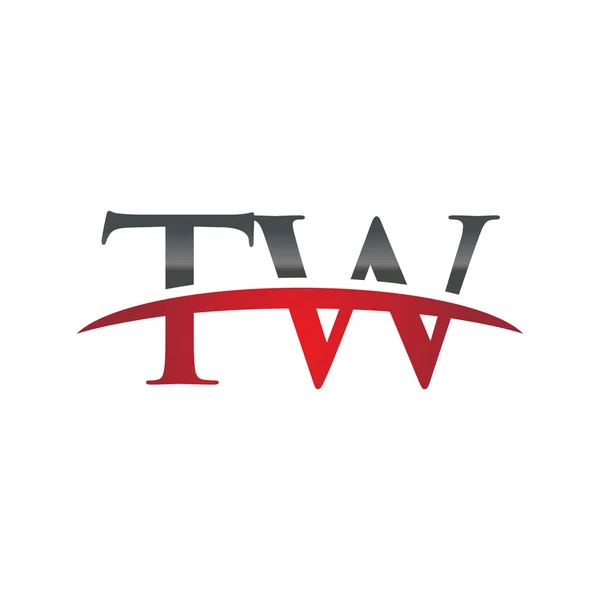 Αρχικό γράμμα Tw κόκκινο swoosh λογότυπο swoosh λογότυπο — Διανυσματικό Αρχείο
