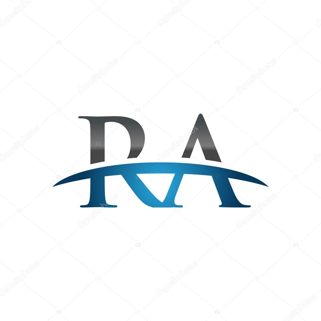 Initial letter RA with swoosh logo template