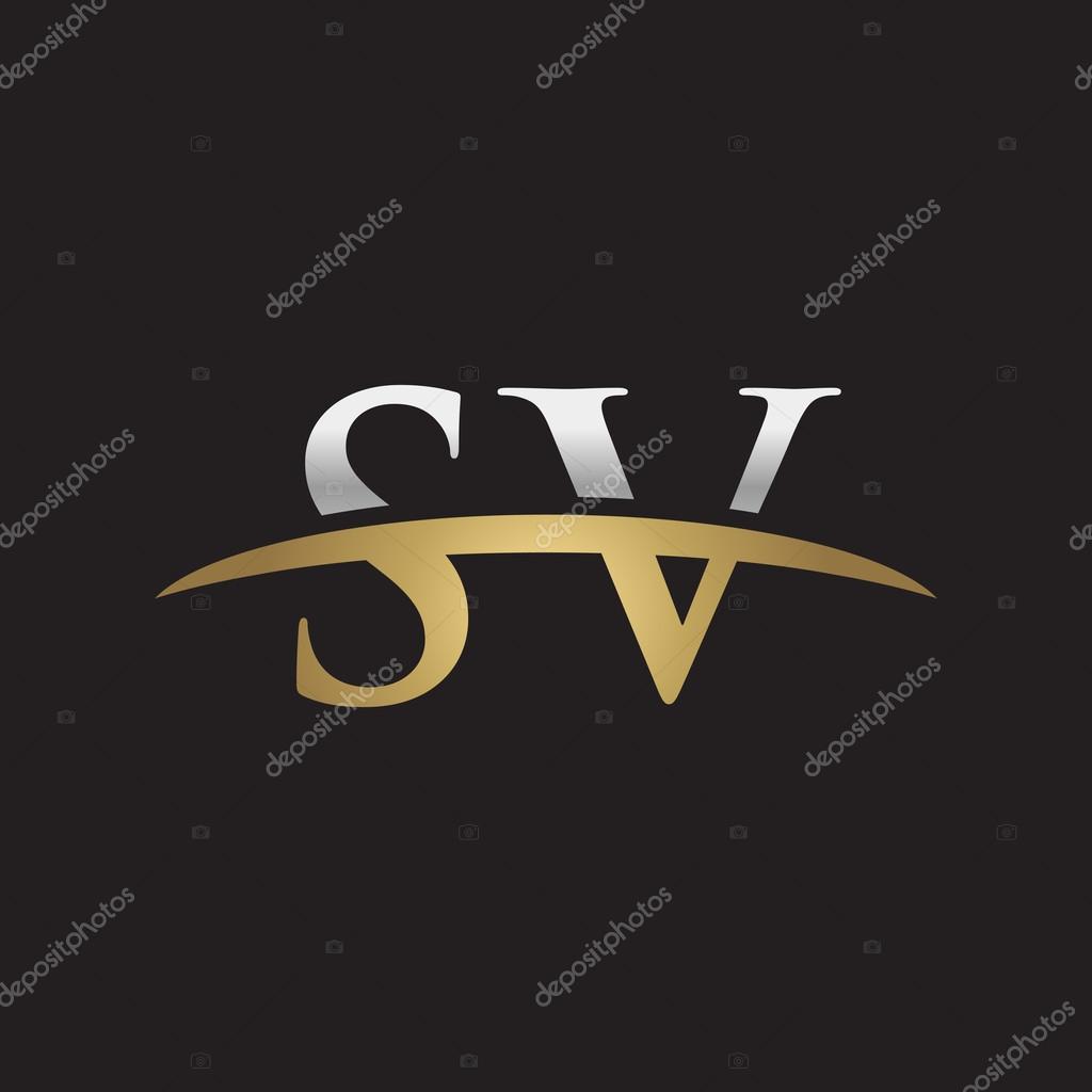 Initial letter SV with swoosh logo template