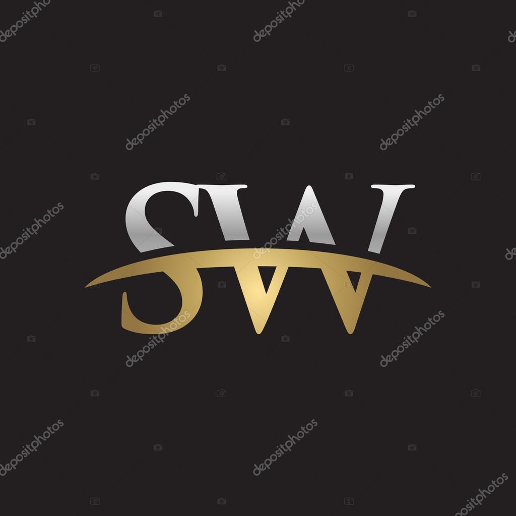 Initial letter SW with swoosh logo template