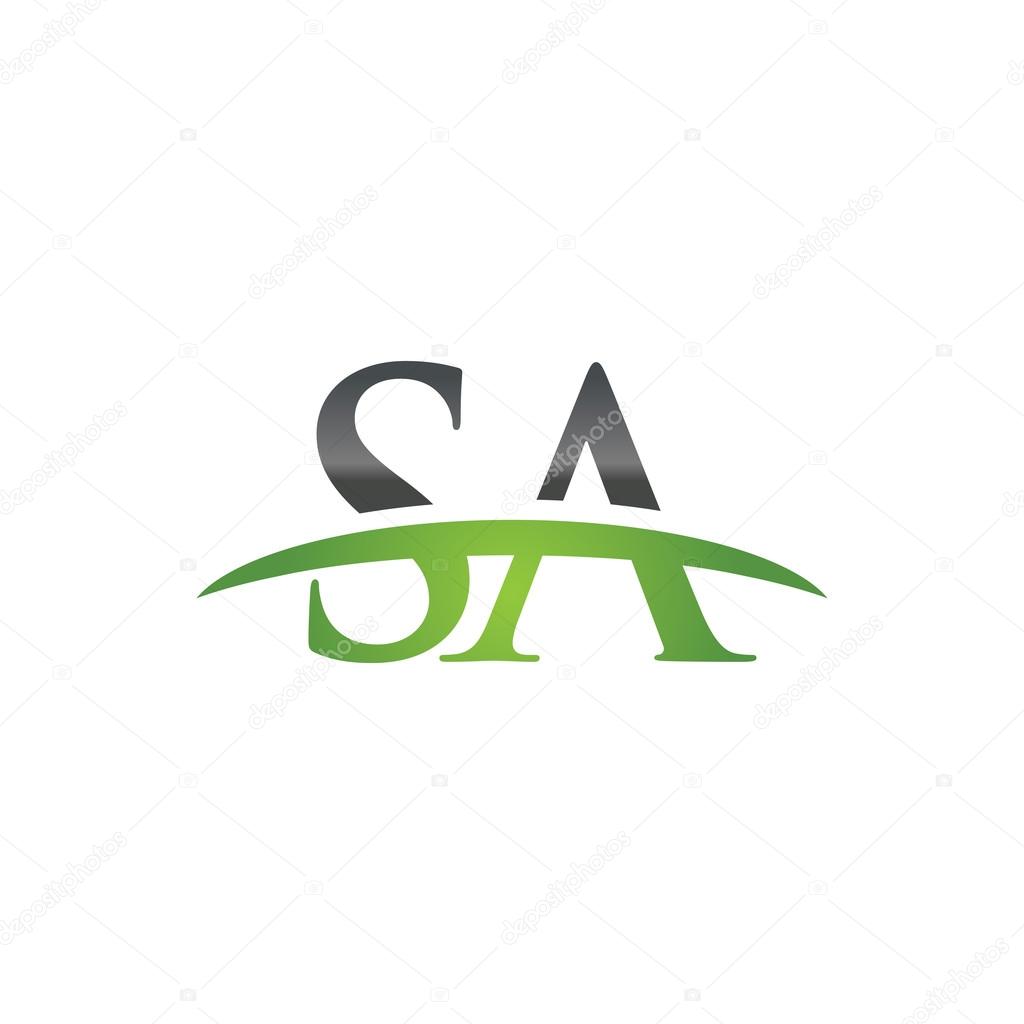 Initial letter SA green swoosh logo swoosh logo — Stock Vector