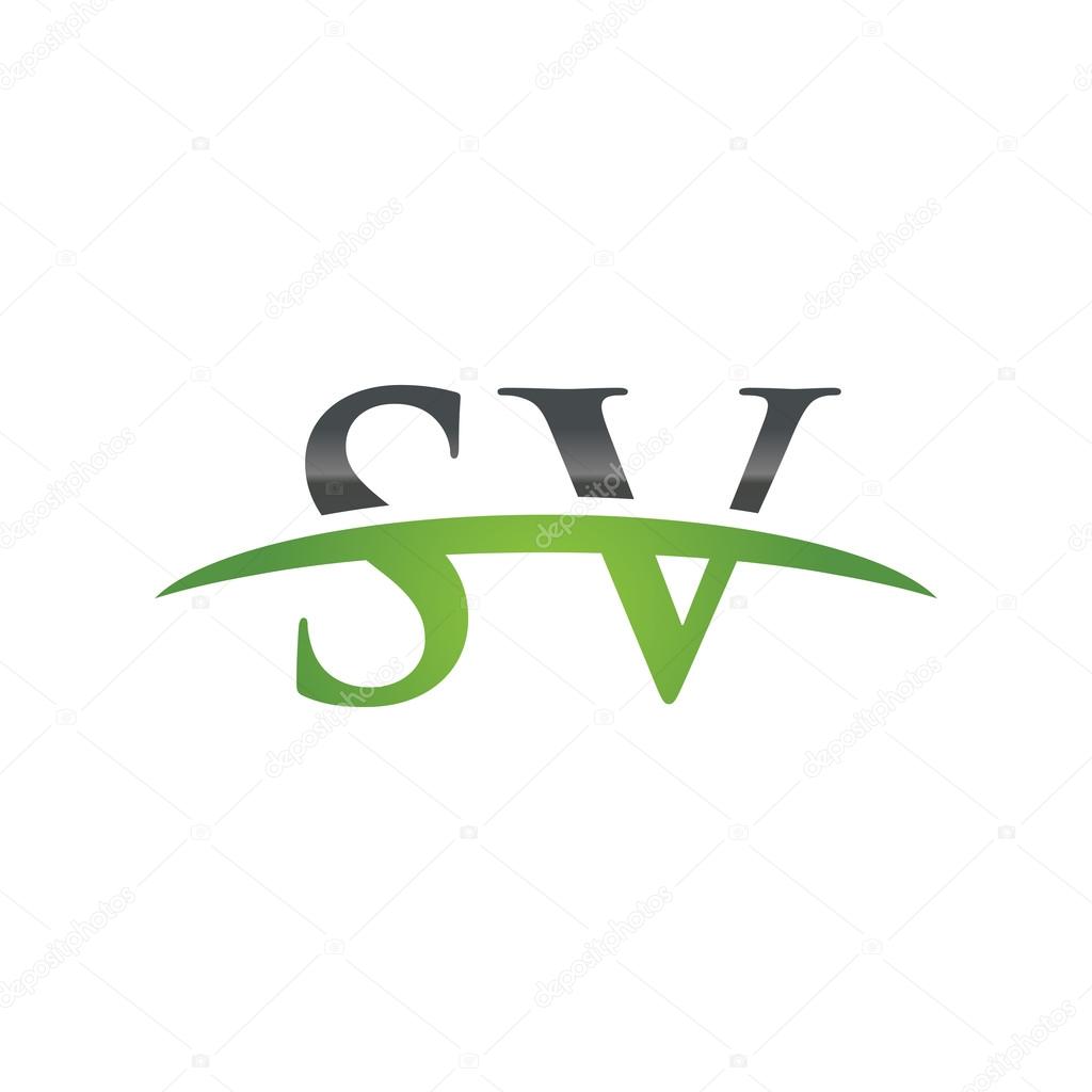 Initial letter SV with swoosh logo template