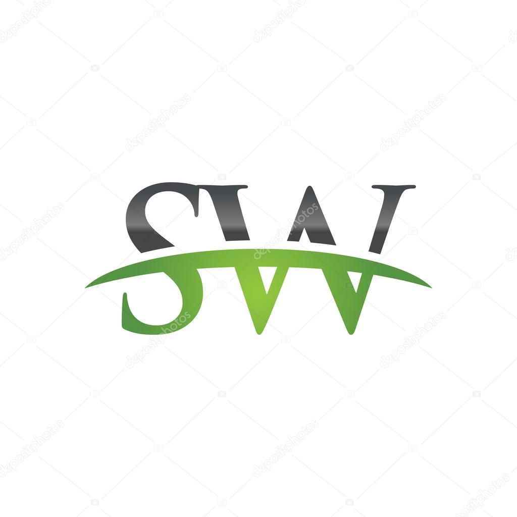 Initial letter SW with swoosh logo template