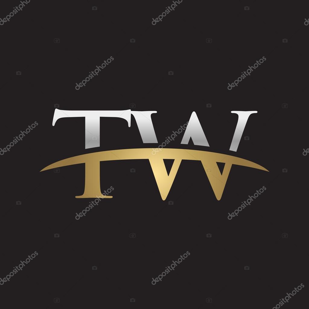 Initial letter TW with swoosh logo template