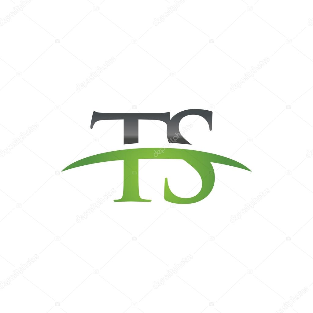 Initial letter TS green swoosh logo swoosh logo — Stock Vector