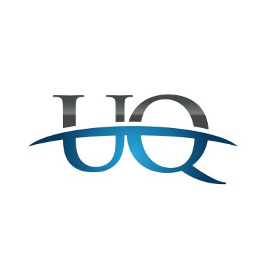 İlk harf Uq mavi swoosh logo logo swoosh 