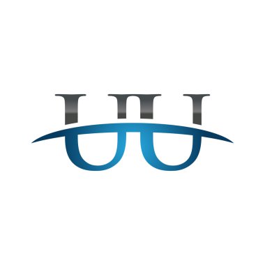 İlk harf Uu mavi swoosh logo logo swoosh 