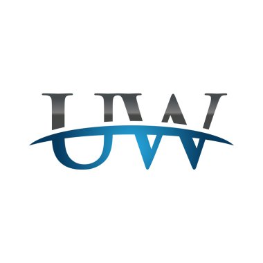 İlk harf Uw mavi swoosh logo logo swoosh 